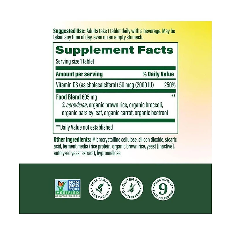MegaFood Vitamin D3 2000 Iu, Bone, Muscle and Immune Support, Vitamin D Tablets, 90 Ct