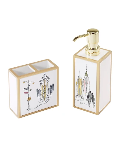 Nicole Miller City Girl 2-Piece Toothbrush and Lotion Dispenser Set