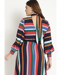 Eloquii Women's Plus A-Line Dress With Puff Sleeves