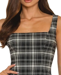 B Darlin Juniors' Square Neck Drop-Waist Contrast Bow Detail Dress
