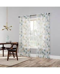 No. 918 Balsam Christmas Tree Metallic Sheer Rod Pocket Curtain Panel Pair