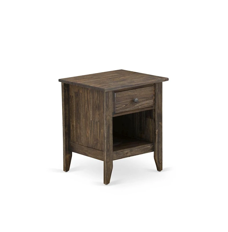 East West Furniture FN08Q-1GA07 2-Piece Fannin Queen Bedroom Set with 1 Wingback Bed and a Mid Century Modern Nightstand