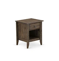 East West Furniture FN08Q-1GA07 2-Piece Fannin Queen Bedroom Set with 1 Wingback Bed and a Mid Century Modern Nightstand