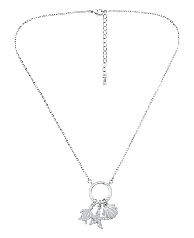 Women's Cubic Zirconia 5/8ct. t.w. Turtle, Starfish and Clamshell Charm Holder Necklace