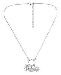 Macy's Fine Silver-Plated Over Brass Circle Charm Holder with Elephant, Evil Eye and Sun Charms Necklace