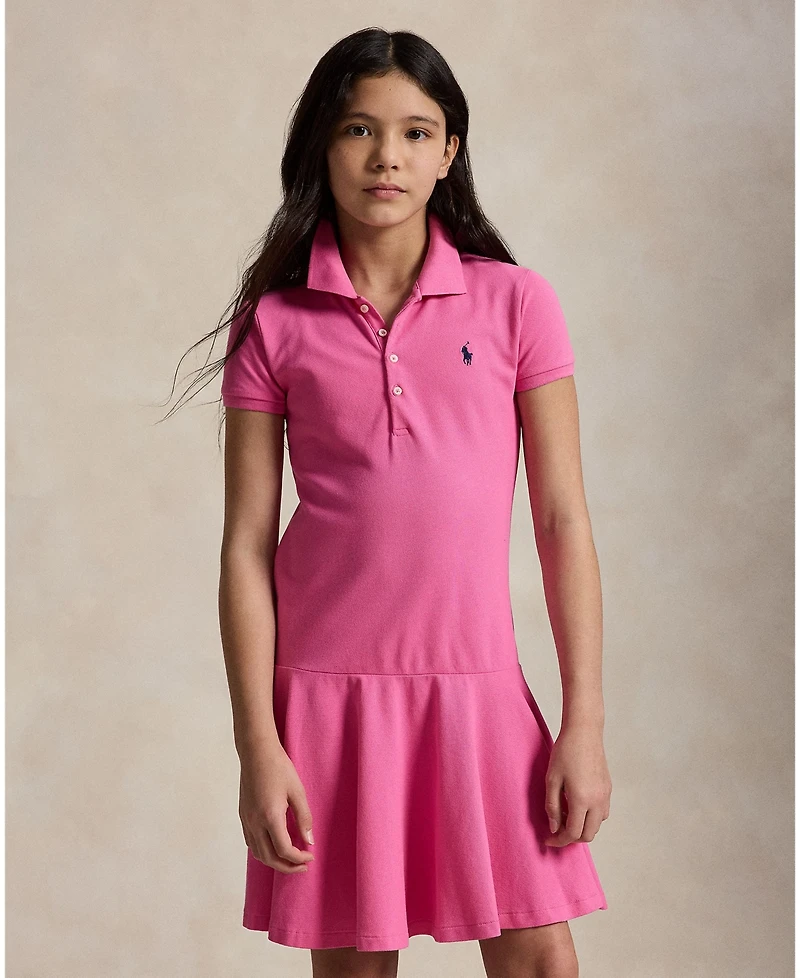 Big Girls Cotton Mesh Short Sleeve Polo Dress