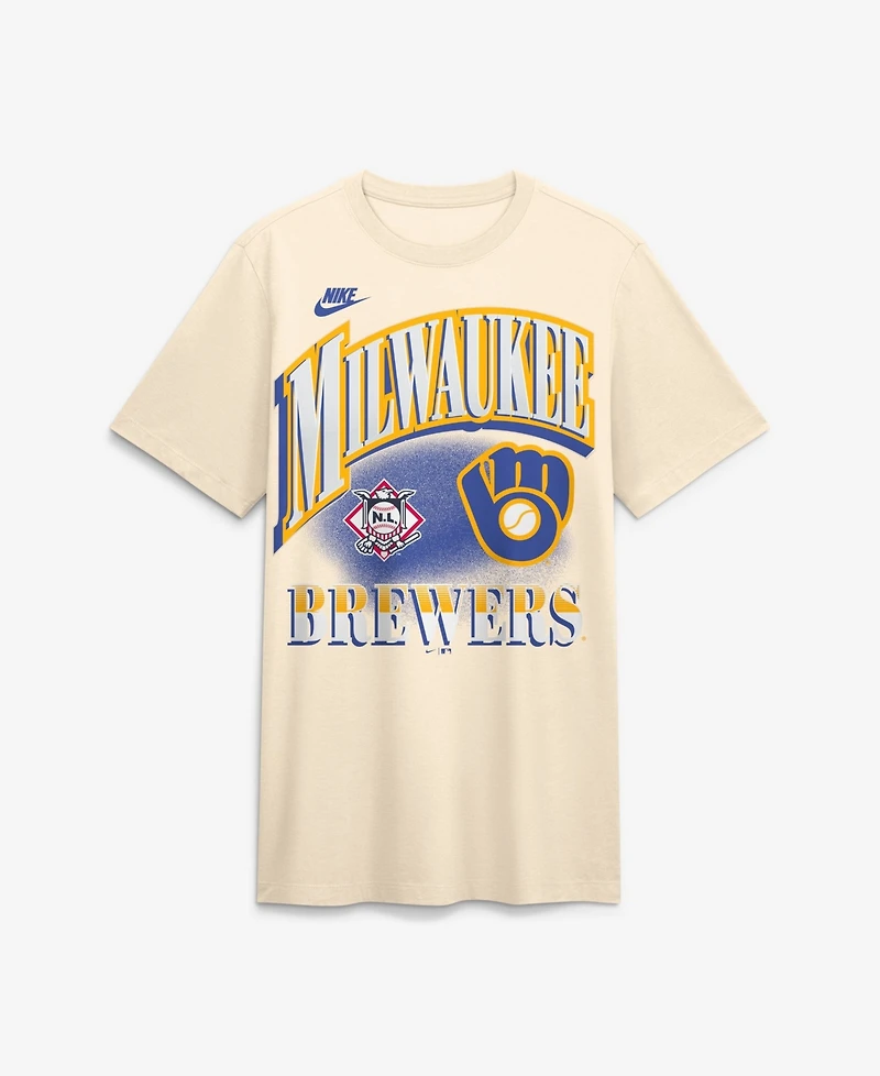 Nike Men's Milwaukee Brewers Vintage Tri-Blend Crewneck T-Shirt