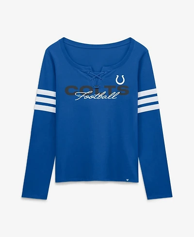 Fanatics Women's Indianapolis Colts Team First Coverage Scheme Lace-Up Cotton Long-Sleeve T-Shirt