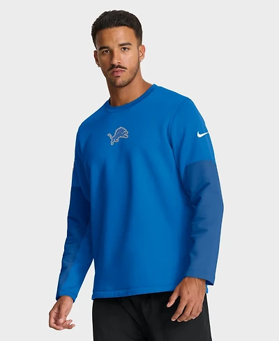 Nike Men's Detroit Lions Sideline Coaches Midweight Crew Pullover Sweatshirt