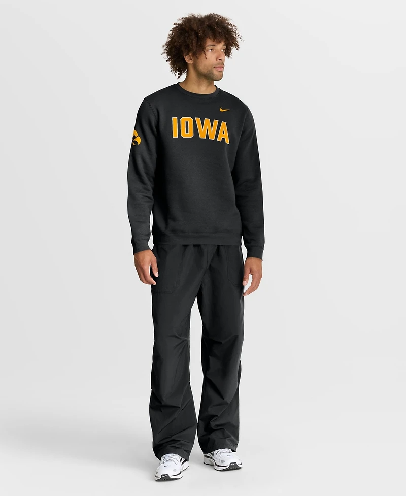 Nike Men's Iowa Hawkeyes Sideline Club Midweight Fleece Regular-Fit Long-Sleeve Sweatshirt