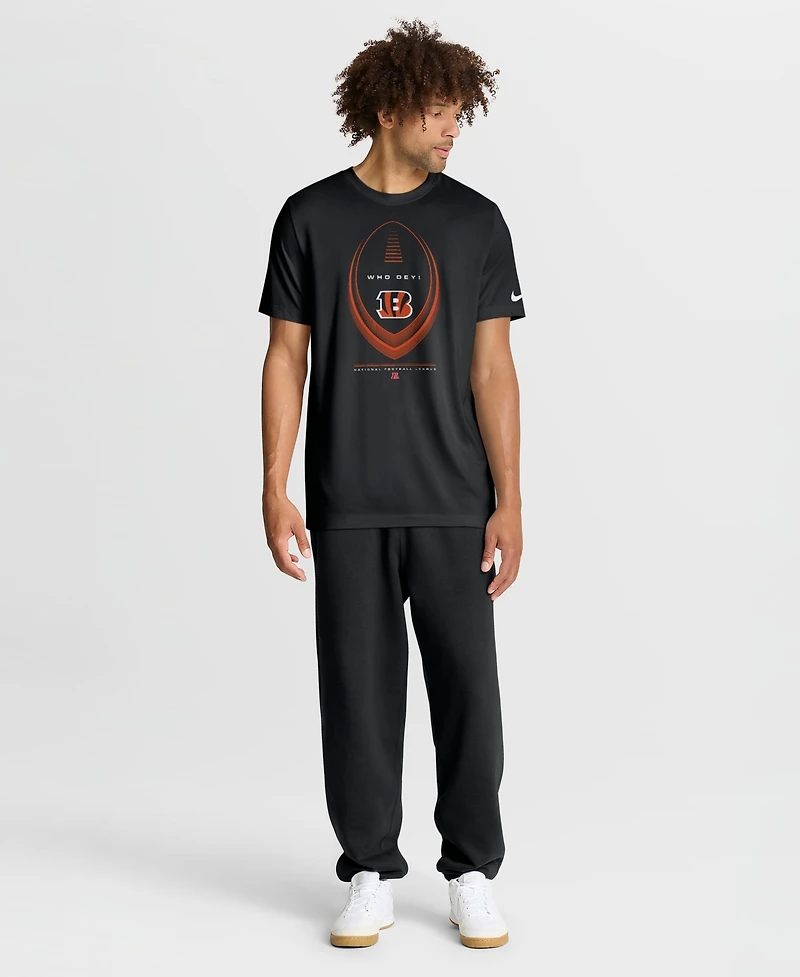 Nike Men's Cincinnati Bengals Legend Icon Dri-fit Crewneck Screen Print Graphics T-Shirt