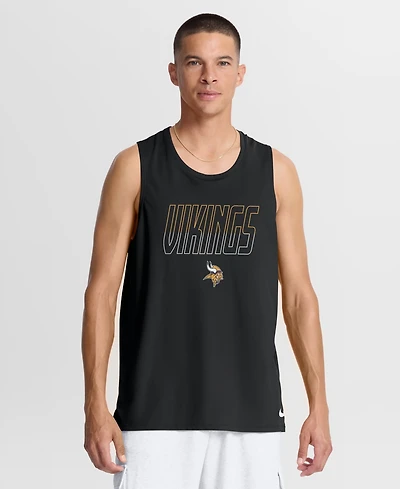 Nike Men's Minnesota Vikings Kickoff Miler Crew Neck Screen Print Graphics Tank Top