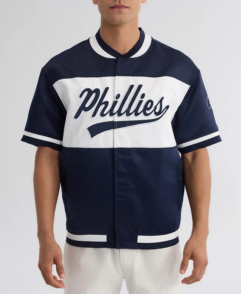 Fanatics Men's Philadelphia Phillies Iconic Satin Full-Snap Short-Sleeve Jacket
