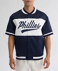 Fanatics Men's Philadelphia Phillies Iconic Satin Full-Snap Short-Sleeve Jacket