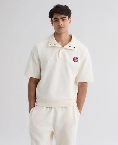 Fanatics Men's Chicago Cubs Iconic Mock-Neck Relaxed-Fit Snap-Front Short-Sleeve Pullover