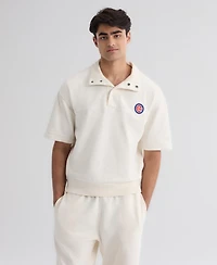 Fanatics Men's Chicago Cubs Iconic Mock-Neck Relaxed-Fit Snap-Front Short-Sleeve Pullover