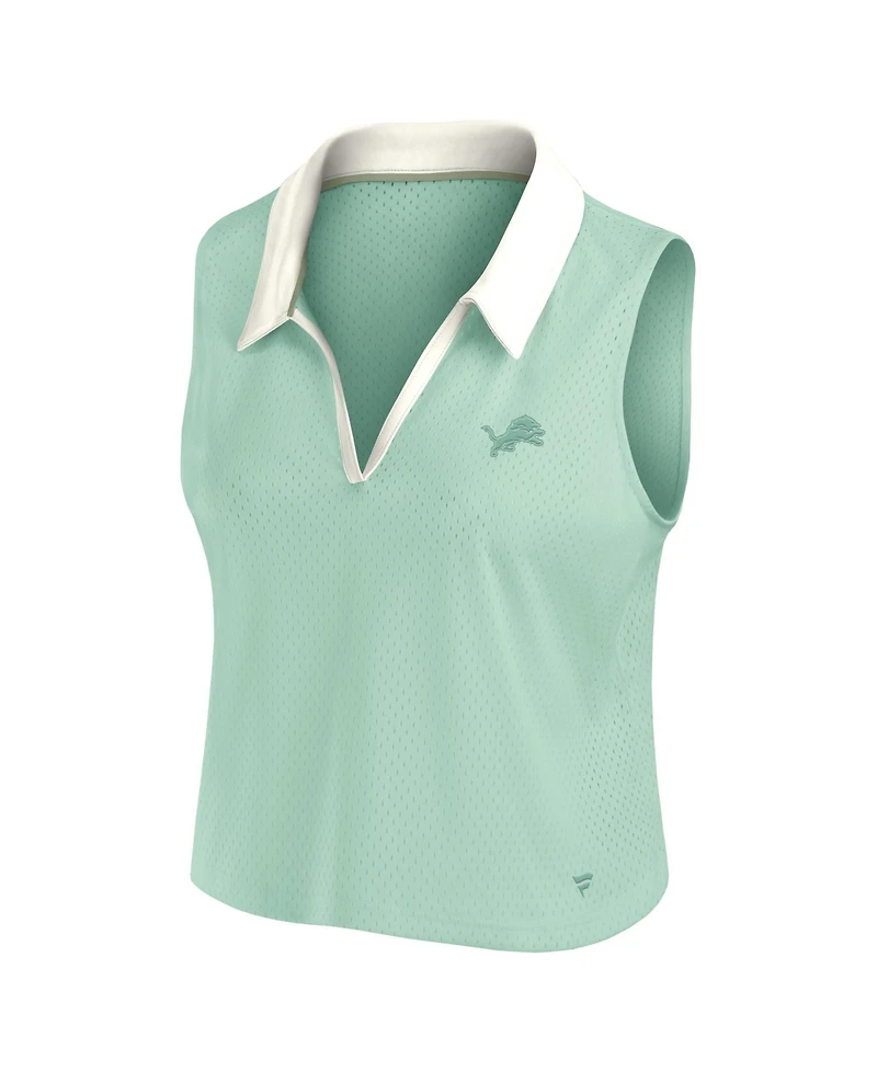Fanatics Women's Detroit Lions Studio Wellness Sleeveless V-Neck Cropped Tank Top