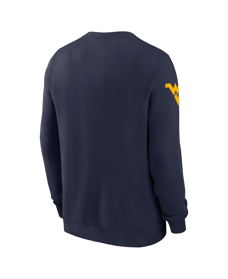 Nike Men's 2026 Sideline Club West Virginia Mountaineers Crewneck Long-Sleeve Sweatshirt