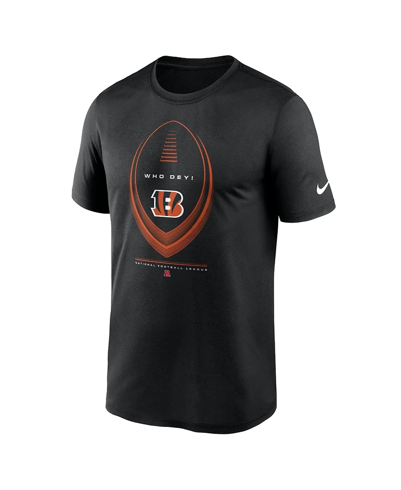 Nike Men's Cincinnati Bengals Legend Icon Dri-fit Crewneck Screen Print Graphics T-Shirt