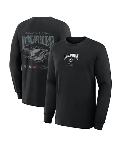 Fanatics Men's Miami Dolphins Midnight Falls Long-Sleeve Crewneck Graphic T-Shirt