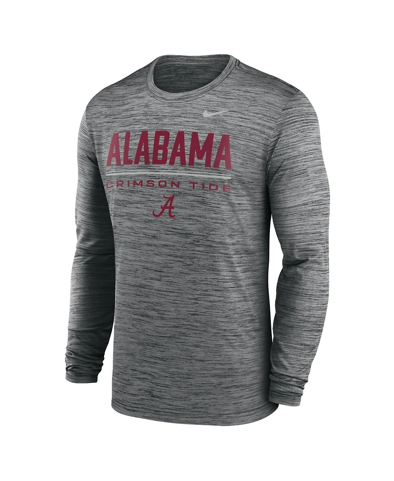 Nike Men's Sideline Velocity Long-Sleeve Crewneck Screen-Print Graphics T-Shirt