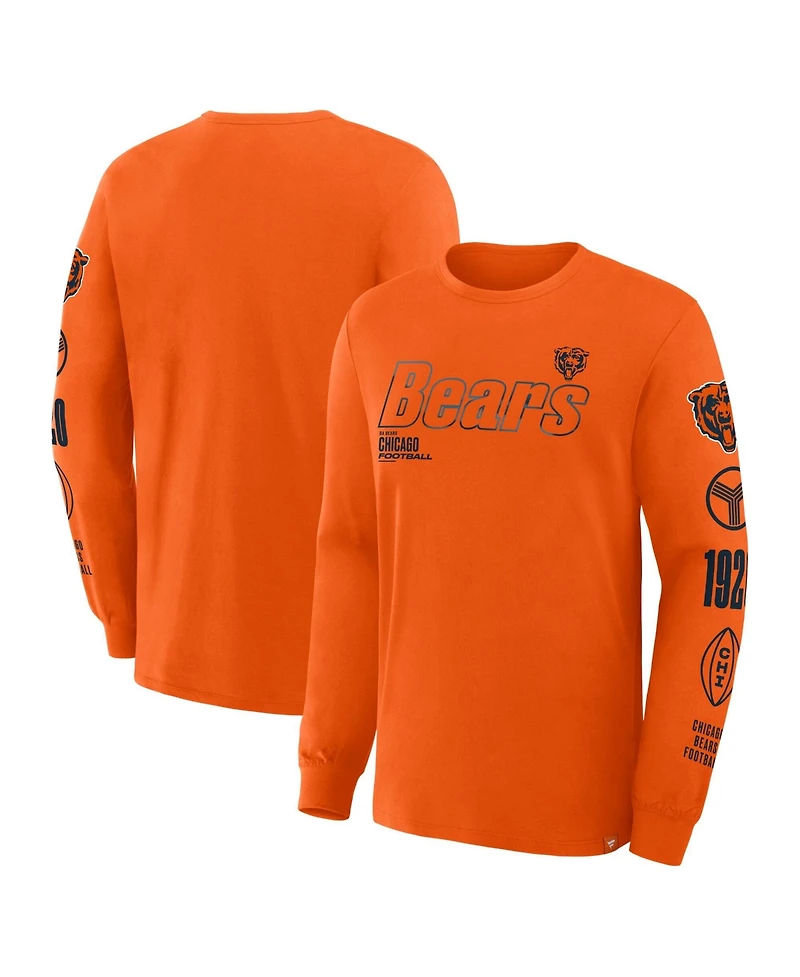 Fanatics Men's Chicago Bears Checkdown Pass Long-Sleeve Crewneck Classic-Fit T-Shirt