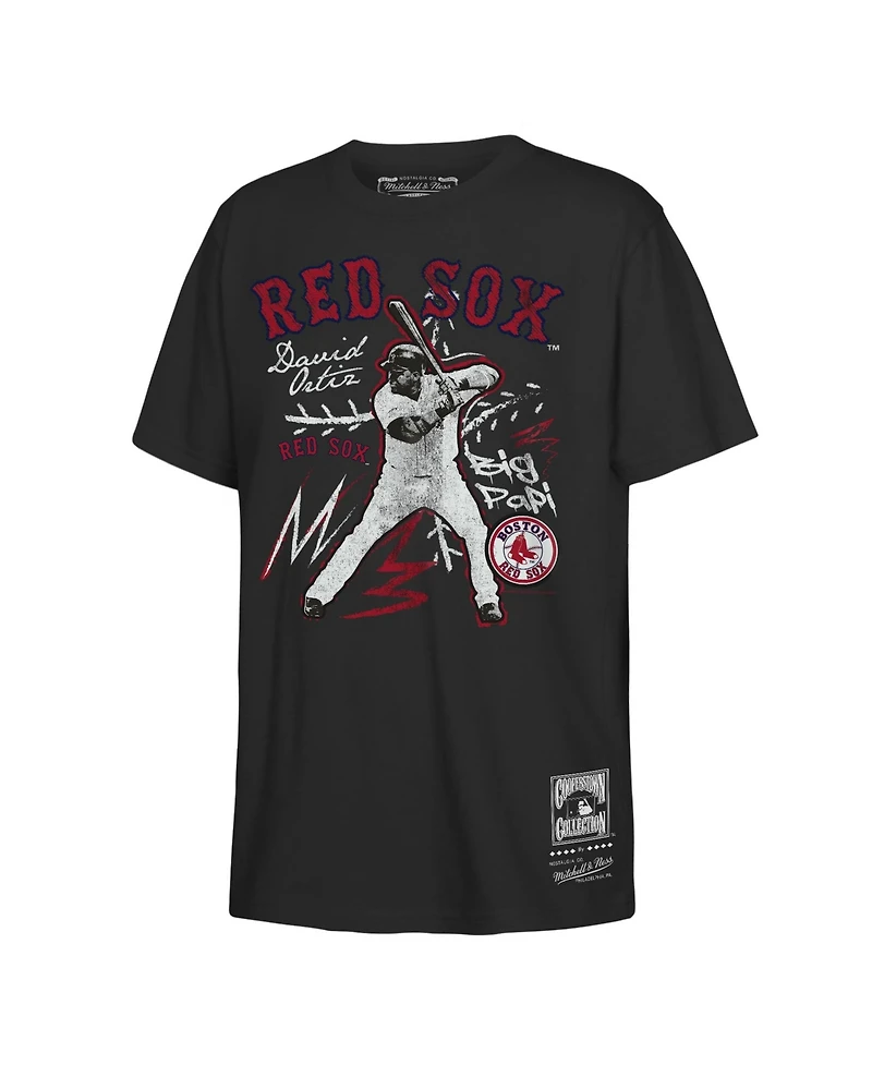 Mitchell & Ness Big Boys and Girls David Ortiz Black Boston Red Sox Chalked Up Player T-Shirt