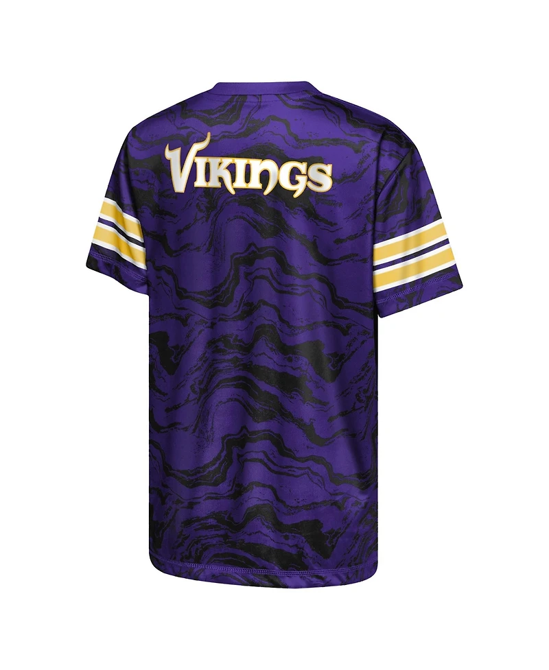 Outerstuff Boys' and Girls' Minnesota Vikings Slant Route Performance Crewneck T-Shirt