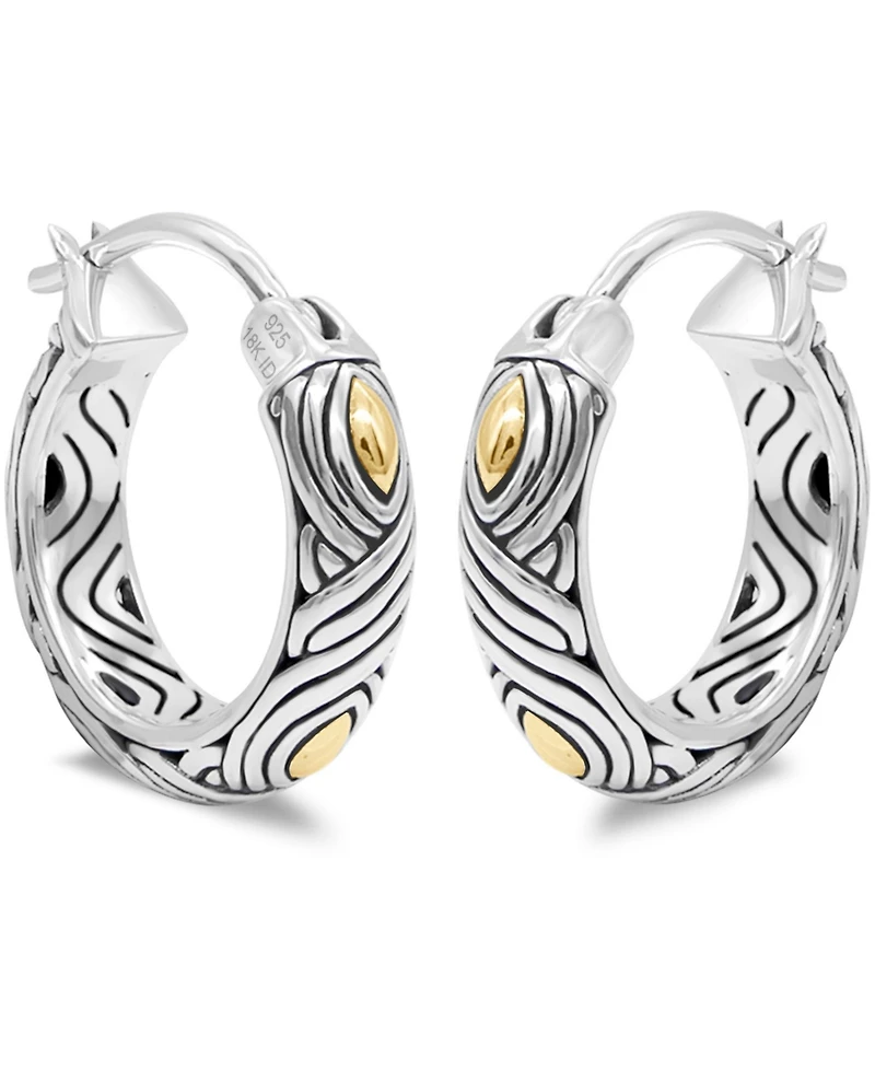 Devata 20mm Woven Hoop Earrings in Sterling Silver and 18K Gold