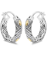 Devata 20mm Woven Hoop Earrings in Sterling Silver and 18K Gold