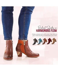 L'Artiste Women's Zamihi Western Boot –Leather Burnished Polished Design – Padded Insole, Inside Zipper, Flexible Sole