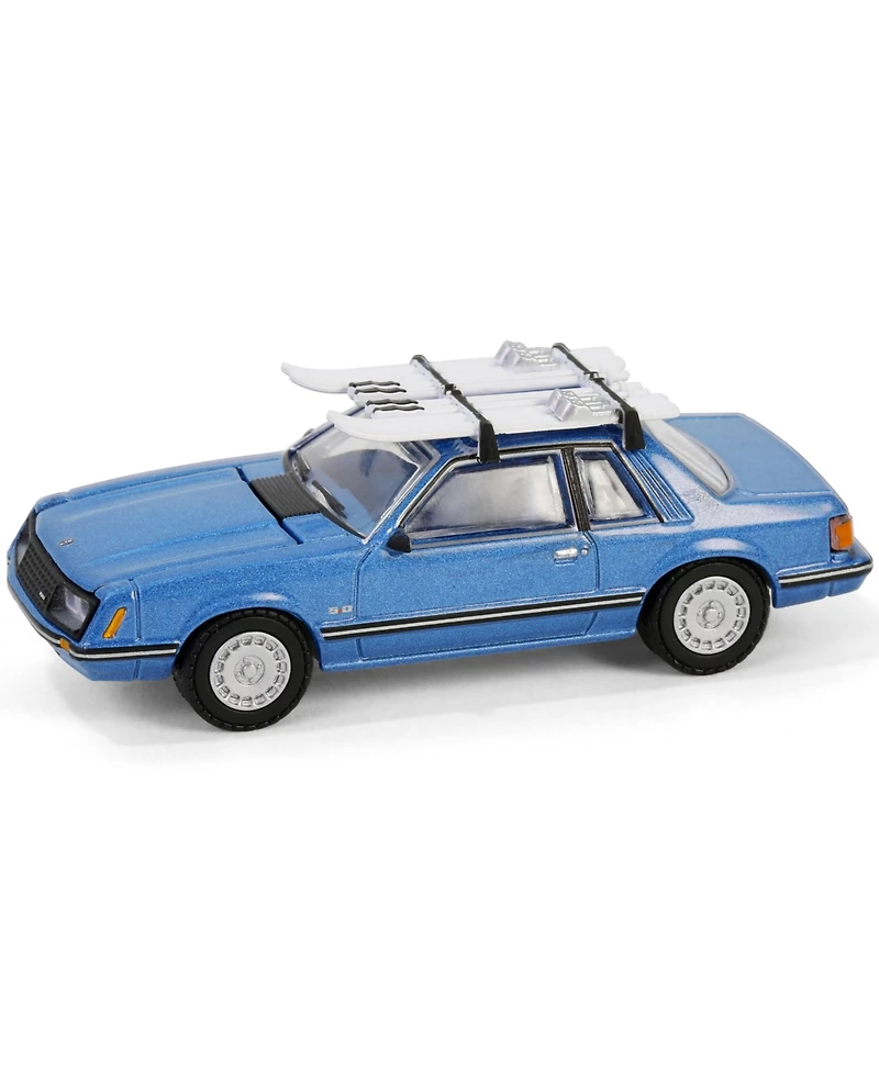 1/64 1967 Mustang Ghia Coupe with Ski Roof Rack Blue Greenlight Hobby 30510