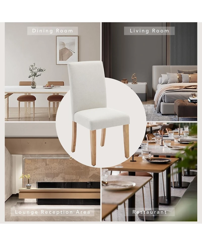 homfan Dining Chairs Set of 6, Upholstered Ergonomic Chairs with Curved Backrest, Heavy-Duty Wood Legs for Dining Room Kitchen Home