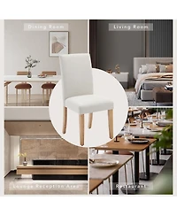 homfan Dining Chairs Set of 6, Upholstered Ergonomic Chairs with Curved Backrest, Heavy-Duty Wood Legs for Dining Room Kitchen Home