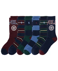 Polo Ralph Lauren Men's Crest Striped-Ribbed Crew Socks, 6-Piece Set
