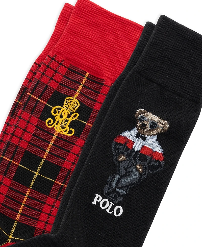 Polo Ralph Lauren Men's Bear Plaid Crew Socks, 2-Pack