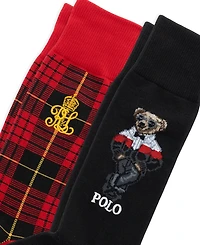 Polo Ralph Lauren Men's Bear Plaid Crew Socks, 2-Pack