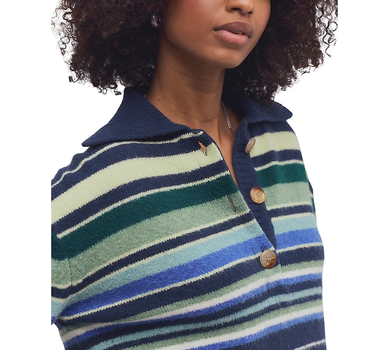 Free People Women's Trading Up Lightweight Stripe Polo Sweater