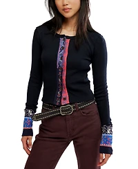 Free People Women's We The Noa Long-Sleeve Scoop-Neck Fitted Cardigan