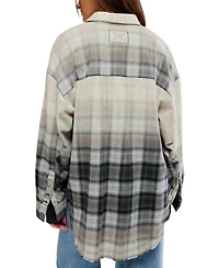 Free People Women's Lexi Plaid Oversized Waffle-Knit Shirt