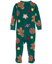 Carter's Boys' and Girls' Gingerbread-Print Christmas Footed One-Piece Pajama