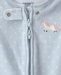 Carter's Baby Girls' Unicorn Footed 2-Way Zip Pajamas