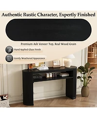 Rainsken Entryway Table with Open Shelf, Fluted Tables, Mid-Century Modern Foyer Table, for Entryway, Hallway, Living Room