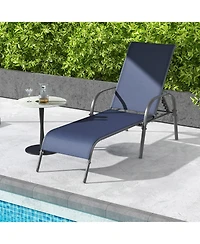 Gymax 2 Pcs Lounge Chair Chaise Adjustable Reclining Armrest Patio
