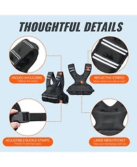 Mecale Adjustable Weighted Vest, 11-20 lb Vest with Ironsand Weights and Reflective Stripe for Strength Training