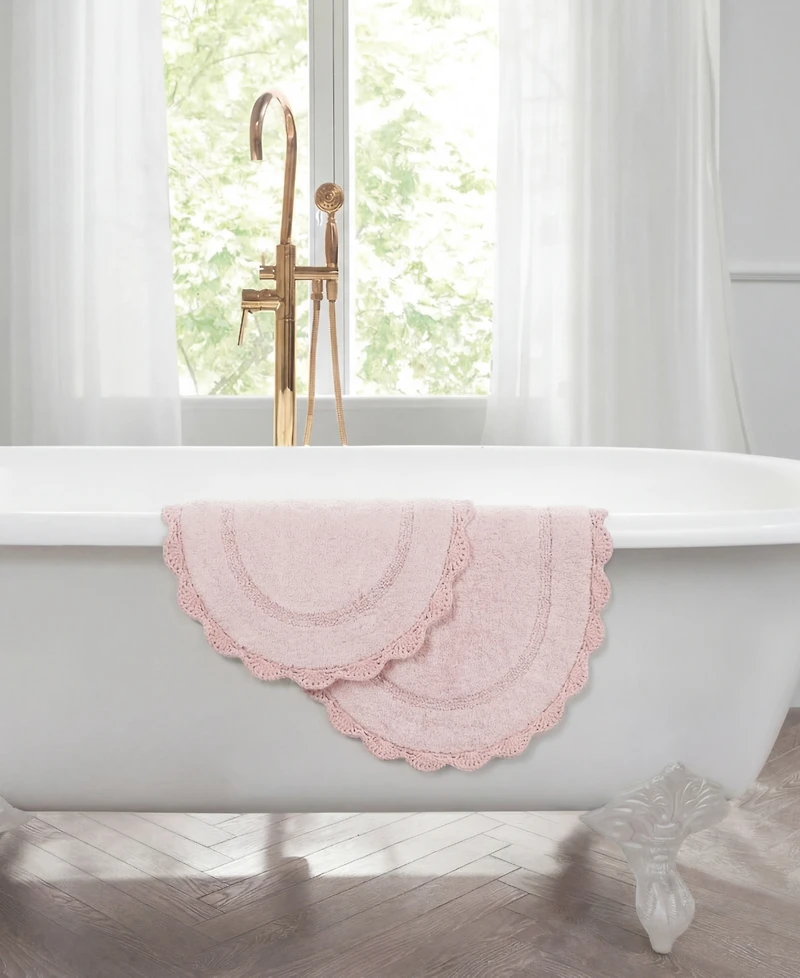 Laura Ashley Eloise Crochet Oval 2-Piece Bath Mat Set