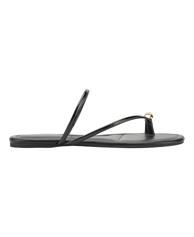 Marc Fisher Women's Bedy Ornamented Toe Loop Slip-On Flat Sandals