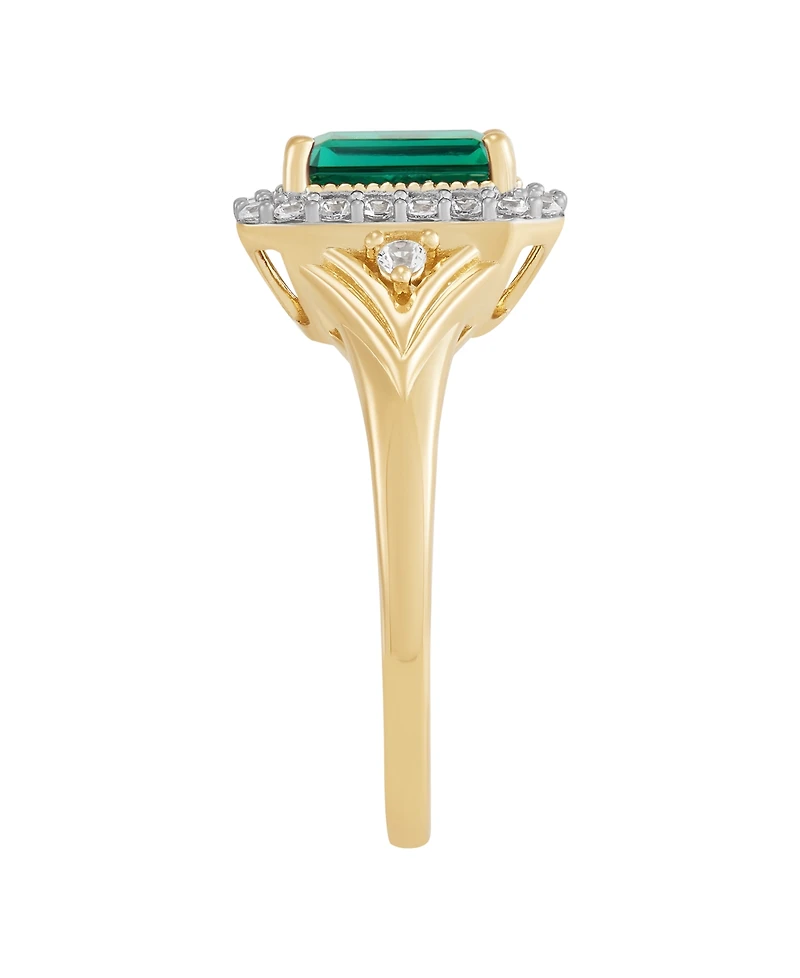 Macy's Emerald (1-3/8 ct. t.w.) & White Sapphire (1/3ct. Ring 14k Yellow Gold-Plated Sterling Silver (Also Ruby)