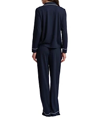 Tommy Hilfiger Women's Girlfriend Long-Sleeve Notch Collar Button-Up Top and Pant Pajama Set