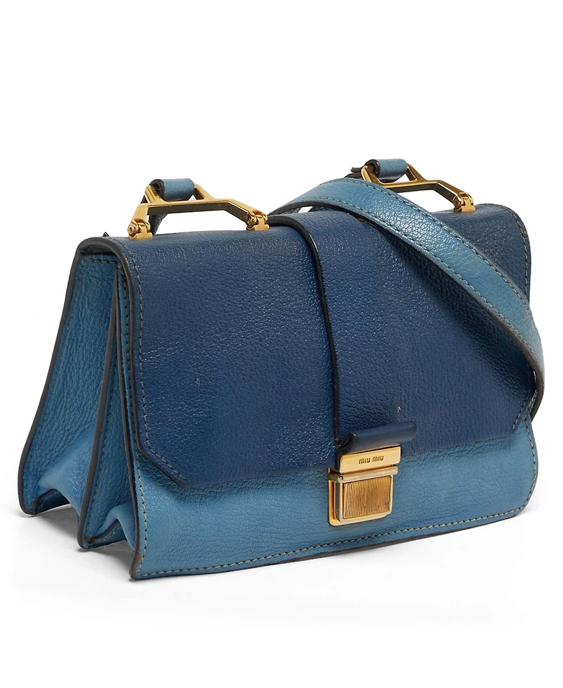 Pre-Owned Miu Miu Women's Two-Tone Madras Leather Flap Crossbody Bag